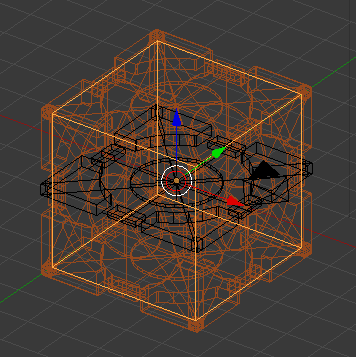 screenshot of a portal companion cube wire frame